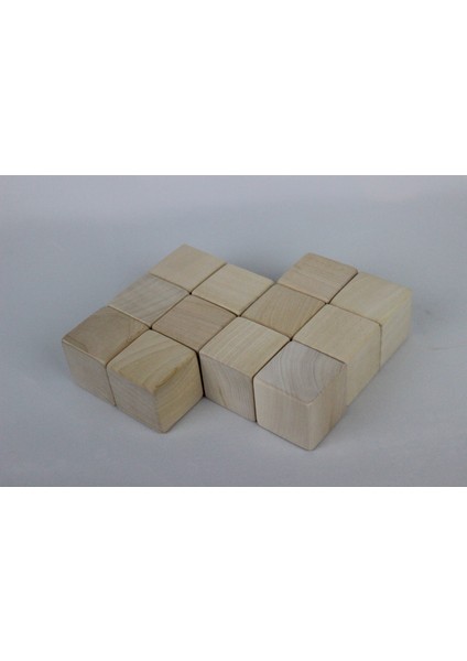 aliwooden 12 Li Naturel Büyük Küp (5 Cm)