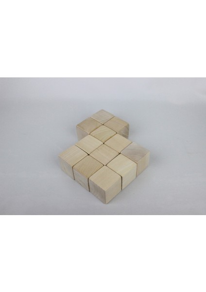 aliwooden 12 Li Naturel Büyük Küp (5 Cm)