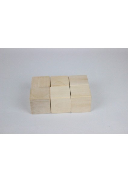 aliwooden 6 adet Naturel Büyük Küp (5 Cm) (NATUREL)
