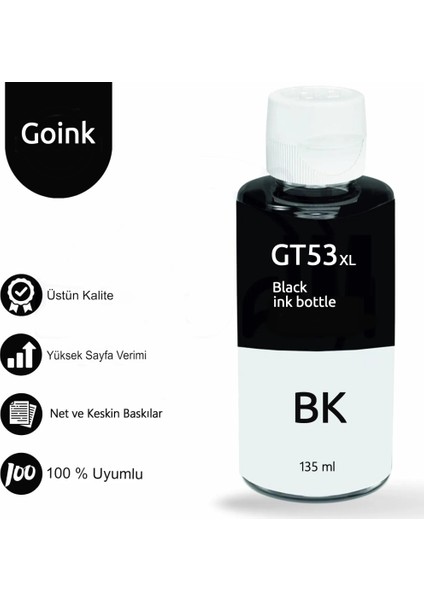 Hp Smart Tank 585 GT53XL Siyah Muadil Mürekkep - 135 ml