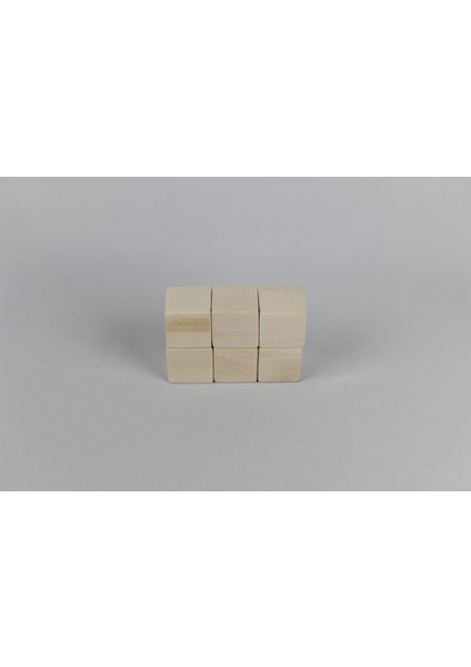 aliwooden 6 Lı Naturel Küçük Küp (3,2 Cm)