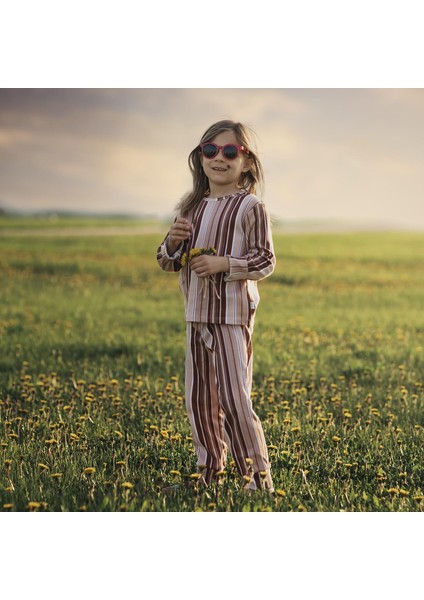 Dikey Çizgiler Uzun Kollu Pijama Takımı
