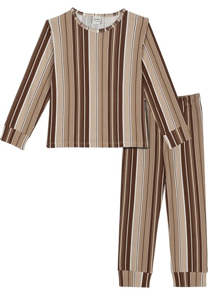 Dikey Çizgiler Uzun Kollu Pijama Takımı