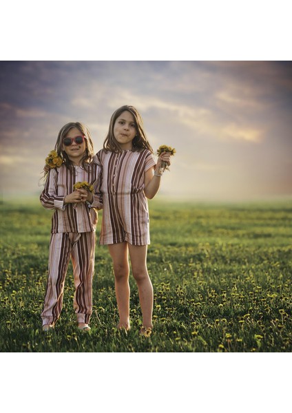 Dikey Çizgiler Uzun Kollu Pijama Takımı
