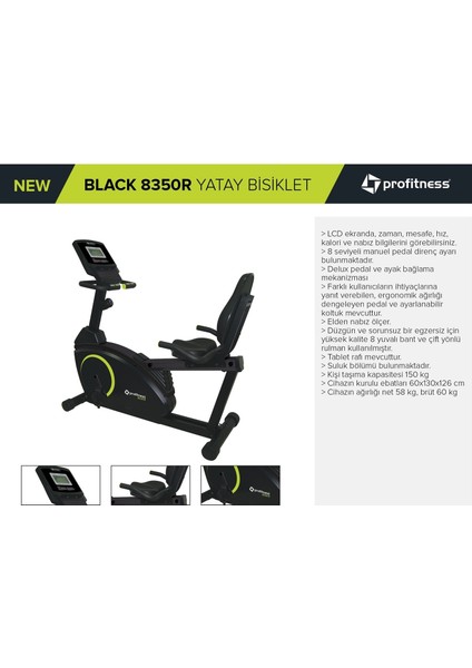 8350R Yatay Kondisyon Bisikleti Black Collection