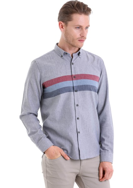 Bordo Comfort Fit Desenli Pamuklu Uzun Kol Spor Gömlek fiyatları