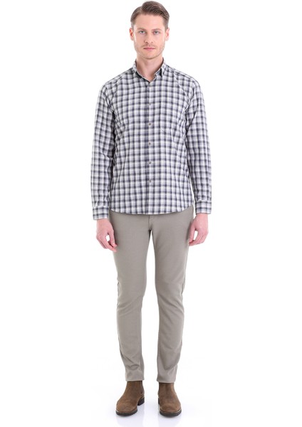 Gri Klasik Fit Kareli Pamuklu Uzun Kol Klasik Gömlek fırsatları