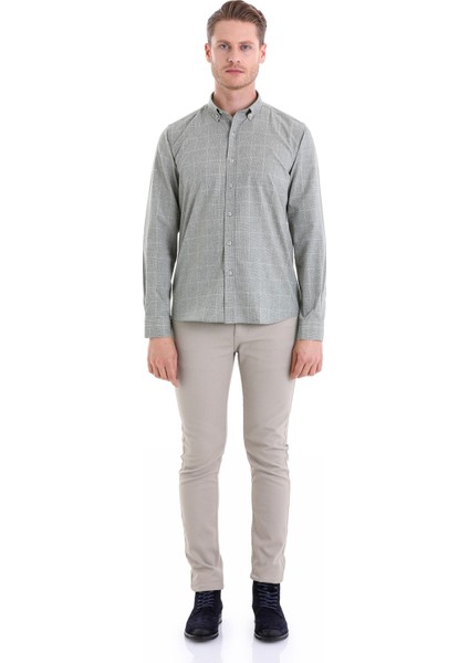 Yeşil Comfort Fit Desenli Pamuklu Uzun Kol Casual Gömlek modelleri