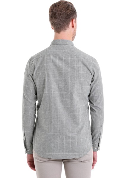 Yeşil Comfort Fit Desenli Pamuklu Uzun Kol Casual Gömlek indirimleri