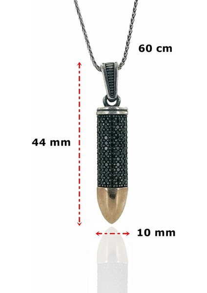 Mermi 925 Ayar Kolye Uzun Zincir 60 cm