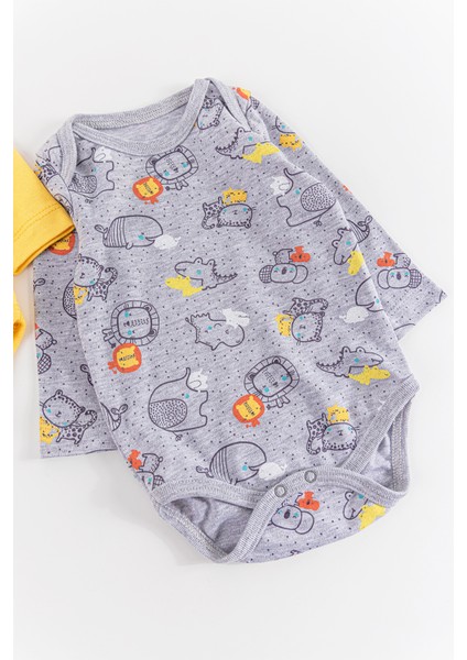 Figürlü 2'li Erkek Bebek Çıt Çıtlı Body Zıbın Takımı modelleri