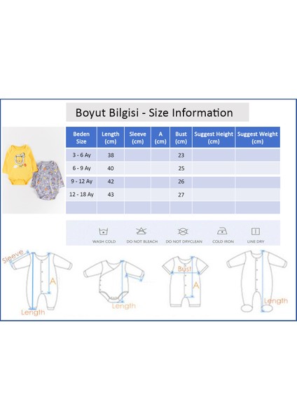 Figürlü 2'li Erkek Bebek Çıt Çıtlı Body Zıbın Takımı fırsatları