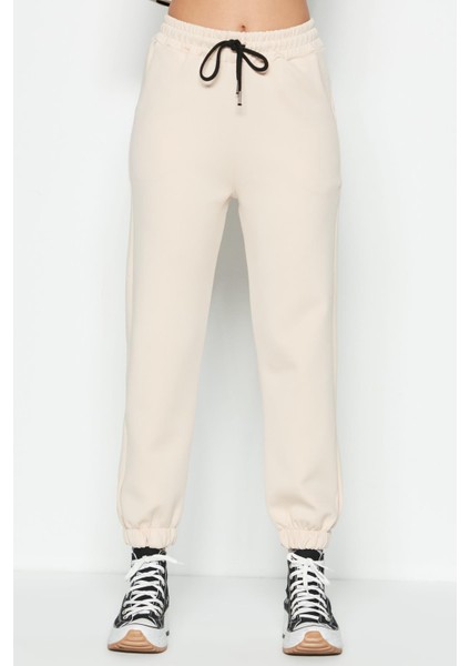 Jogger Lastikli Spor Eşofman Altı 806 Krem