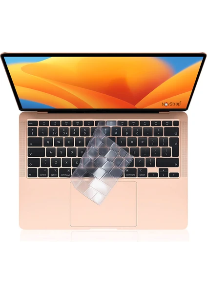 Novstrap Apple Macbook Air M1 A2337 13 Inç 2020 ile Uyumlu Türkçe Q Klavye Slim Şeffaf Klavye Koruyucu Kılıf