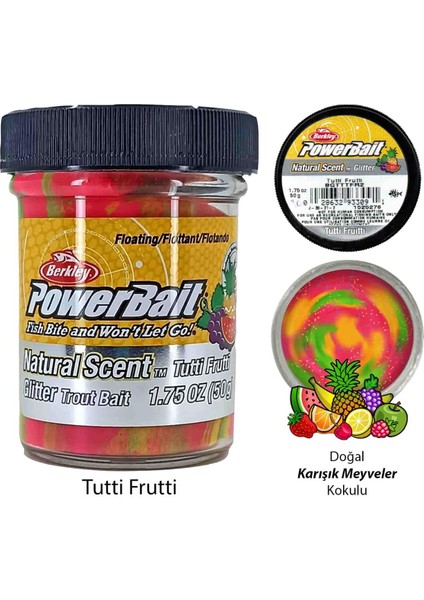 Powerbait Doğal Kokulu Glitter (Simli) Alabalık Hamuru - Tutti Frutti