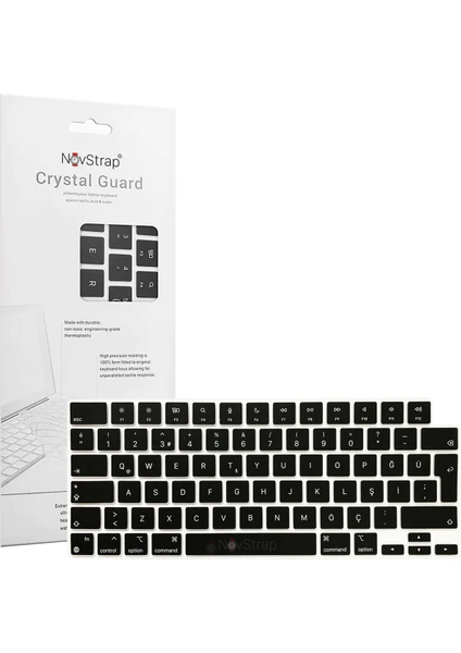 Novstrap Apple Macbook Air M2 A2681 13.6 Inç Uyumlu Türkçe Q Klavye Siyah Klavye Koruyucu Kılıf Ped