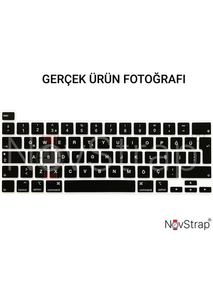 Novstrap Apple Macbook Pro M1 M2 A2338 13 Inç ile Uyumlu Türkçe Q Klavye Slim Siyah Klavye Koruyucu Kılıf