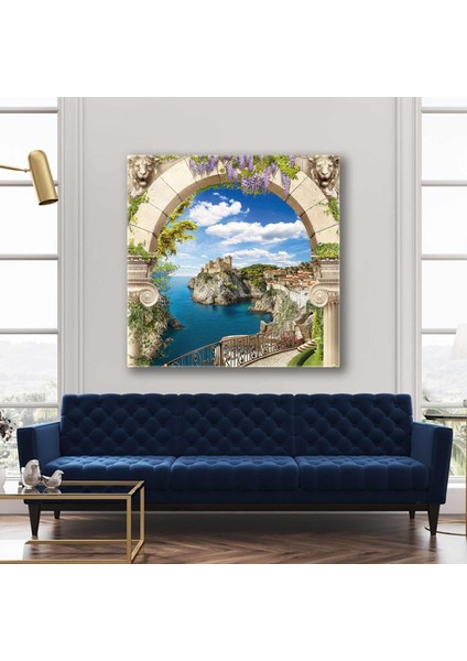 Tarihi Kemer Doğal Güzellik Manzara Leylak Çiçekleri Kanvas Tablo