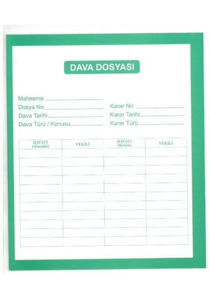 Yeşil Beyaz Avukat Baro Mahkeme Dava Icra Adliye Dosyası 25'lik Paket Yeşil/beyaz Beyaz/yeşil