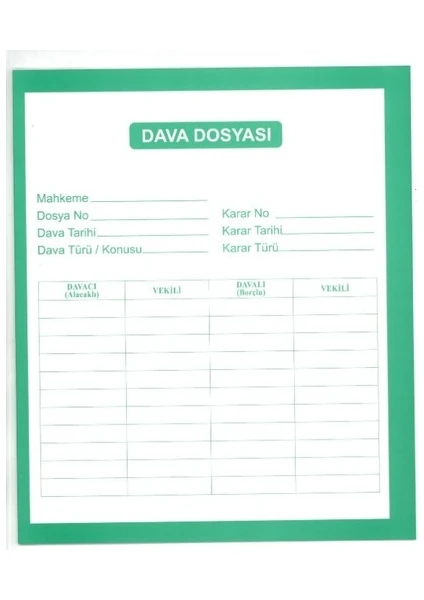 Mert Ekip Yeşil Beyaz Avukat Baro Mahkeme Dava Icra Adliye Dosyası 25'lik Paket Yeşil/beyaz Beyaz/yeşil