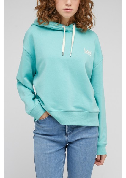 Loose Fit Rahat Kesim Kapüşonlu Yaka Yeşil Sweatshirt