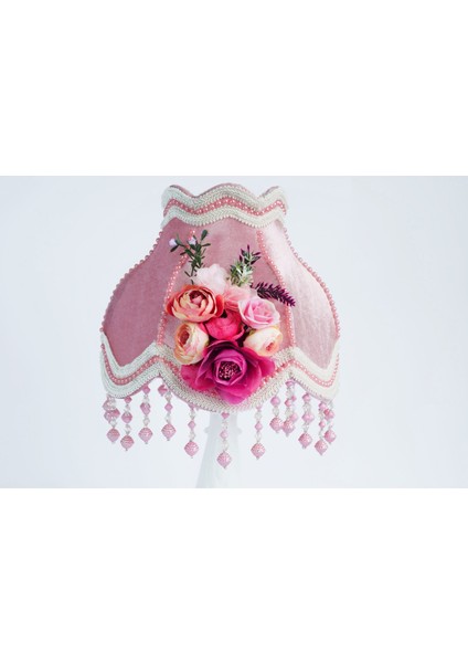 Kadife Kaplı Çiçek Dekorlu Abajur fırsatları