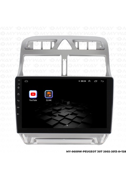Peugeot 307 Android Multimedya Carplay Navigasyon Ekran - 8gb RAM+128 GB HDD - Myway