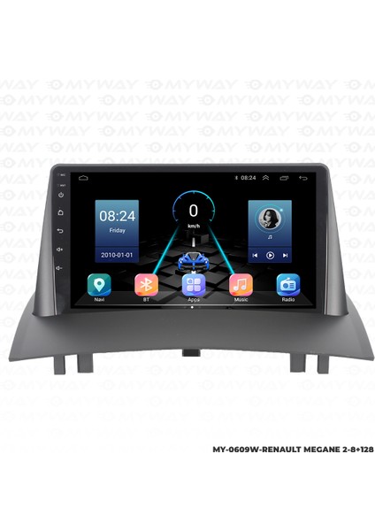Renault Megane 2 Android Multimedya Carplay Navigasyon Ekran - 8gb RAM+128 GB HDD - Myway modelleri