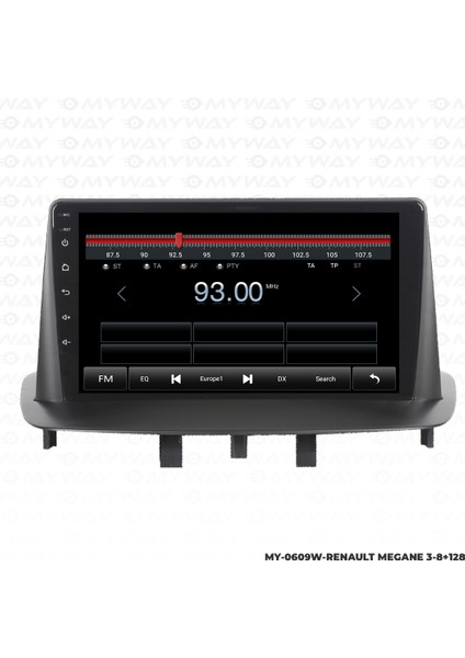 Renault Megane 3 Android Multimedya Carplay Navigasyon Ekran - 8gb RAM+128 GB HDD - Myway