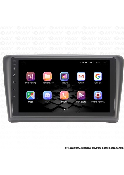Skoda Rapid Android Multimedya Carplay Navigasyon Ekran - 8gb RAM+128 GB HDD - Myway modelleri