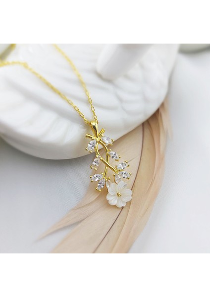 925 Ayar Gümüş Çiçekli Bahar Dalı Kolye