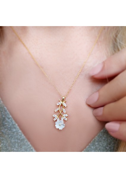 925 Ayar Gümüş Çiçekli Bahar Dalı Kolye modelleri