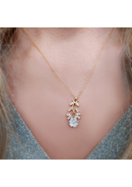 925 Ayar Gümüş Çiçekli Bahar Dalı Kolye indirimleri