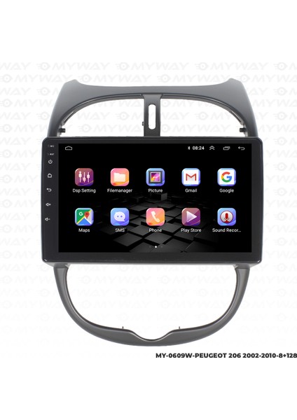 Peugeot 206 Android Multimedya Carplay Navigasyon Ekran - 8gb RAM+128 GB HDD - Myway fiyatları