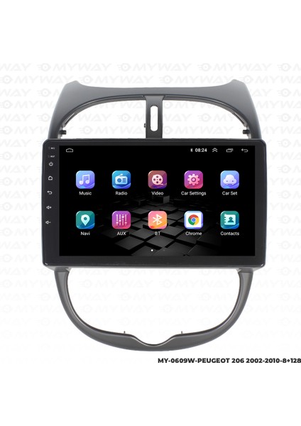 Peugeot 206 Android Multimedya Carplay Navigasyon Ekran - 8gb RAM+128 GB HDD - Myway fırsatları