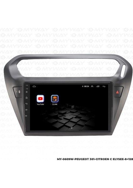 Peugeot 301 Android Multimedya Carplay Navigasyon Ekran - 8gb RAM+128 GB HDD - Myway