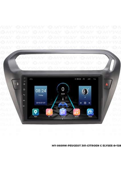 Peugeot 301 Android Multimedya Carplay Navigasyon Ekran - 8gb RAM+128 GB HDD - Myway