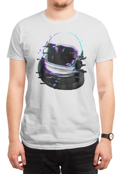 Astronaut Helmet Glitch Beyaz Spor Tişört