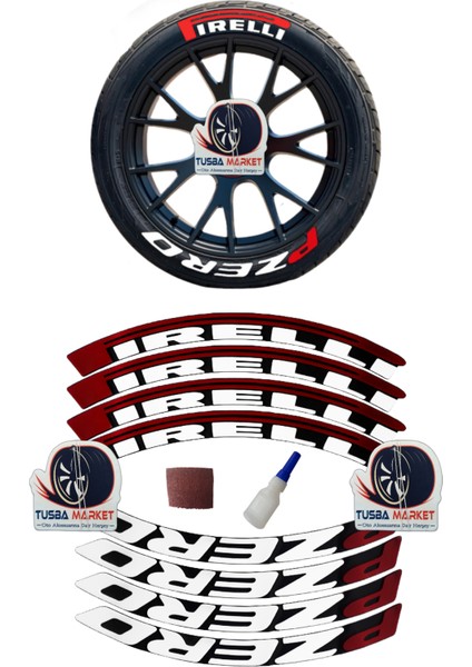 Pirelli P Zero Orijinal Beyaz Kırmızı 3D Oto Lastik Yazısı | 8 Adet