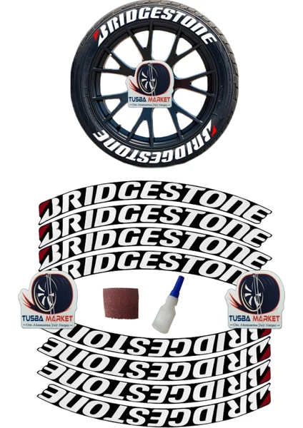 Tusba Market Bridgestone Motosiklet & Otomobil Aksesuarları / 3D Oto & Motor Lastik Yazısı Sticker Arma | 8 Adet