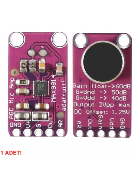 Max9814 Amplikatörlü Analog Mikrofon Modülü Ses Algılama Sensörü