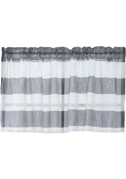 Pencere Çizgili Kısa Valance Çubuk Cep Perdeleri Mutfak - Gri 137 x 76 cm (Yurt Dışından)