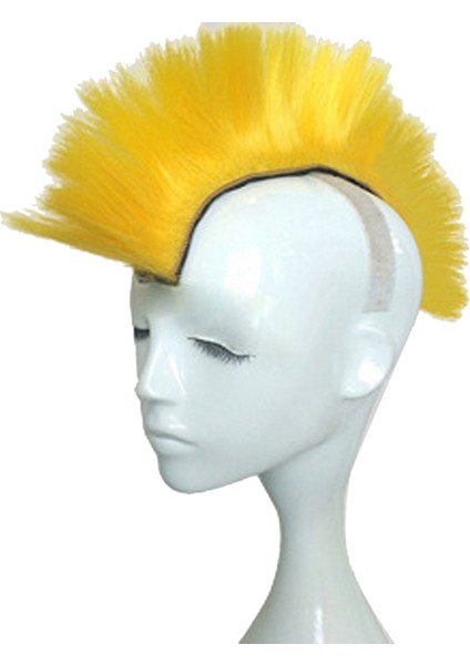 Dıy Kask Saç Punk Saç Renkli Cockscomb Modelleme Peruk Motosiklet Snowboard Kayak Kask Cosplay Parti Saç-Sarı (Yurt Dışından)