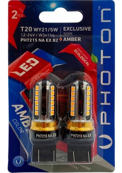 Photon T20 Çift Duy Turuncu LED Oto Ampul W21/5W PH7215NAEX