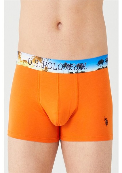 U.S. Polo Assn. Erkek Saks - Antrasit Melanj - Turuncu 3'lü Boxer 80434