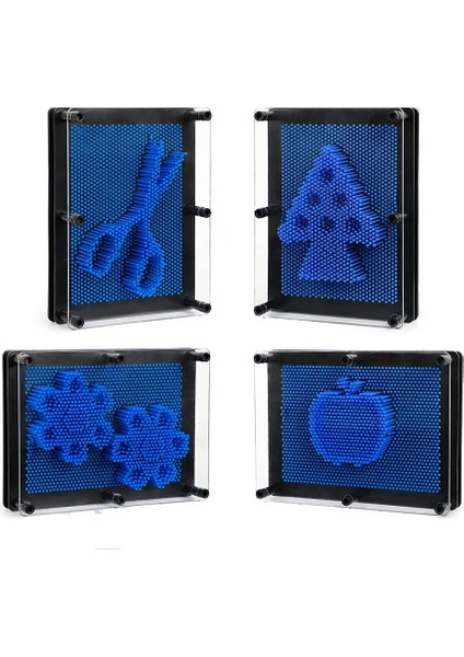 Pin Art 3-Dimensional Pin Sculpture Blue Vıp Pinart 3D Çivi Sanatı 20 cm Stres Oyunları Aile Oyunları