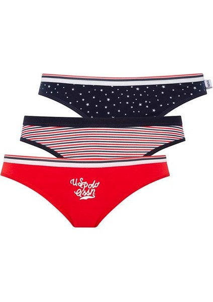 Kadın 66237 Kırmızı - Lacivertvert 3'lü Slip