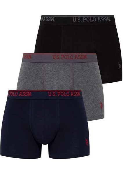 U.S. Polo Assn. Erkek Siyah - Antrasit - Lacivert 3 Lü Boxer 80097