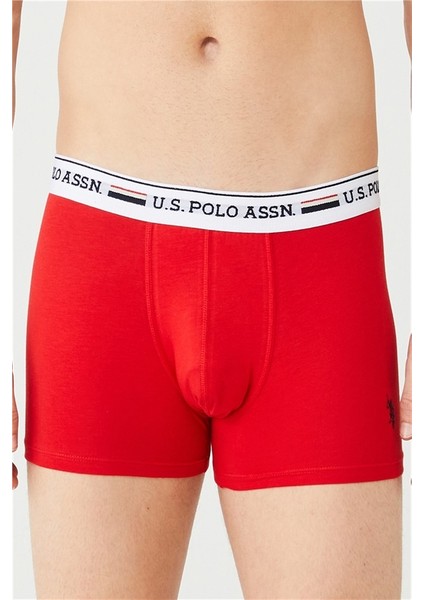 U.S. Polo Assn. Erkek Kırmızı - Gri Melanj - Lacivert 3'lü Boxer 80431