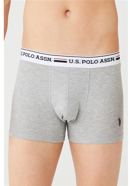 U.S. Polo Assn. Erkek Kırmızı - Gri Melanj - Lacivert 3'lü Boxer 80431